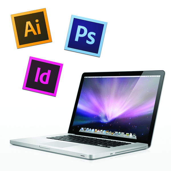macbook with adobe cs graphic design