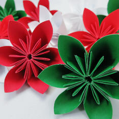 folded red and green flowers