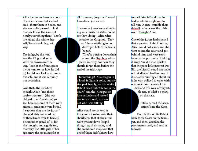indesign, text threads