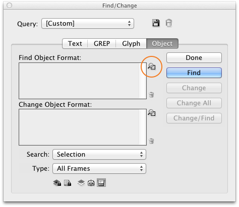 how to use find/change in Indesign