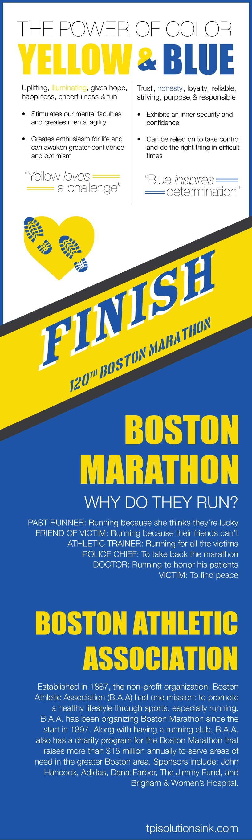 Yellow & Blue Boston Marathon Colors Bold & Empowering