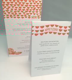 Custom designed wedding menu