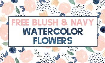 Free Blush & Navy Watercolor Flowers