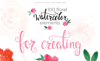 100 Floral Watercolor Elements