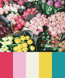 Color Palette of Bouquet of Pastel Flowers