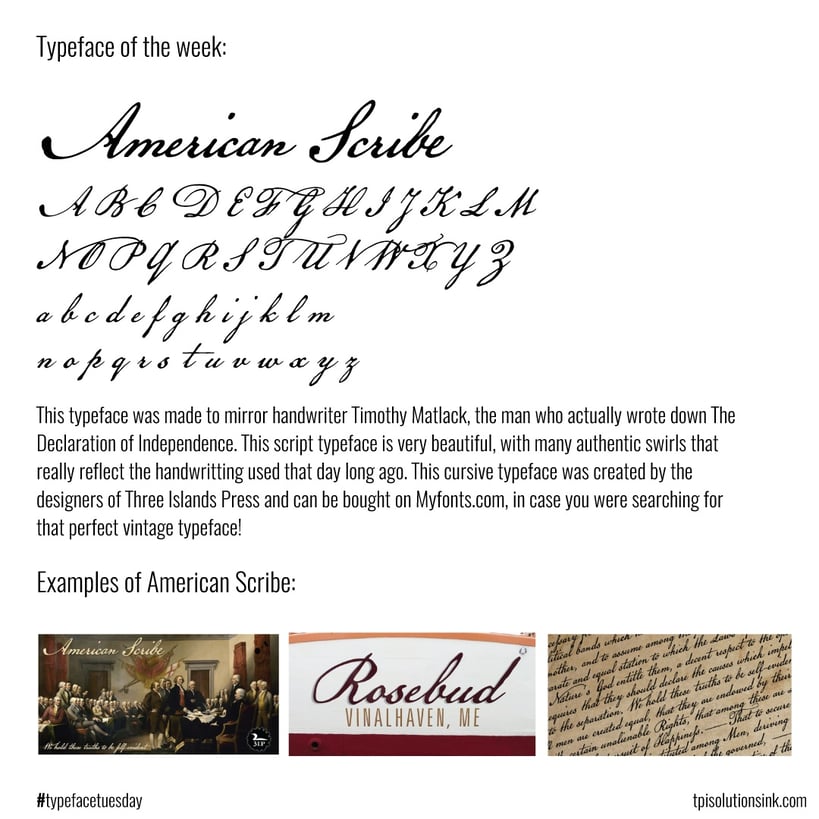 TPI Solutions Ink – Typeface Tuesday – American Scribe