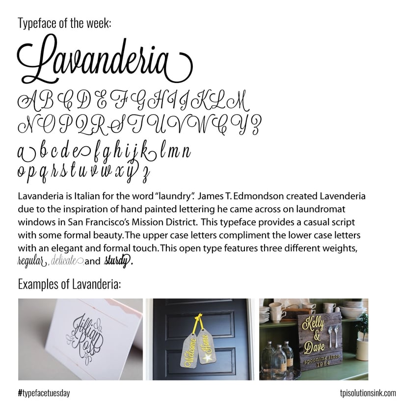 TPI Solutions Ink – Typeface Tuesday – Lavanderia