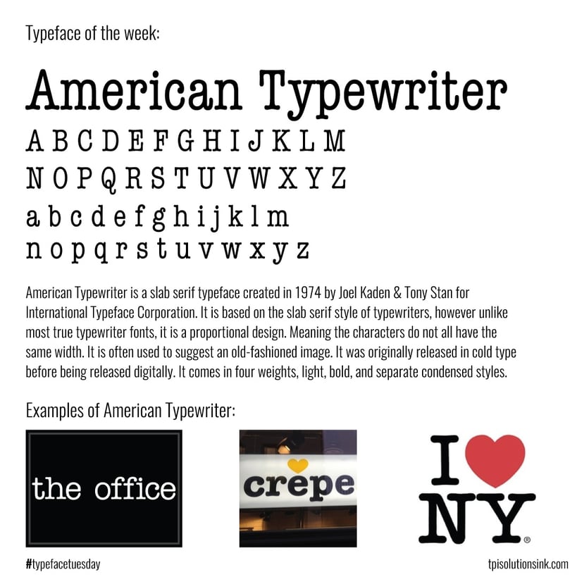 TPI Solutions Ink – Typeface Tuesday – American Typewriter
