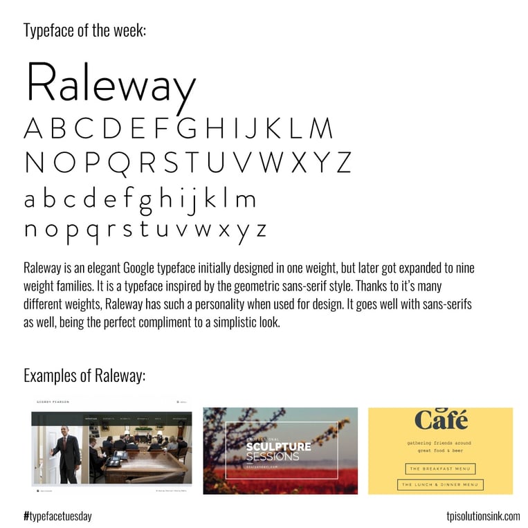 TPI Solutions Ink – Typeface Tuesday – Raleway