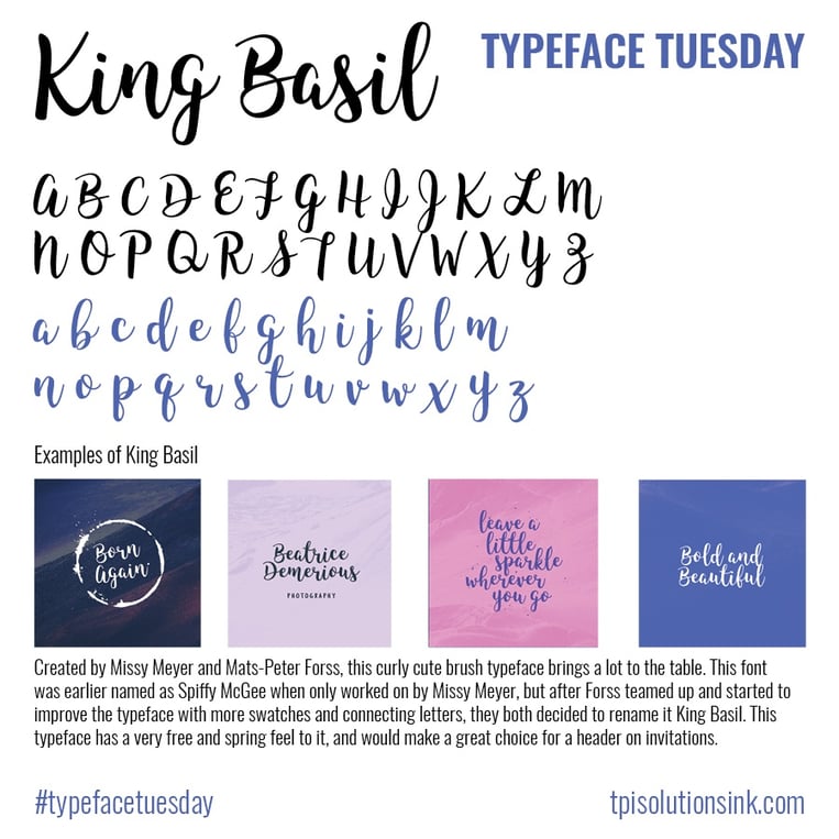 TPI Solutions Ink – Typeface Tuesday – King Basil