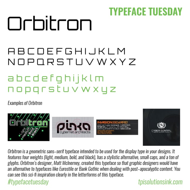 TPI Solutions – Typeface Tuesday – Orbitron