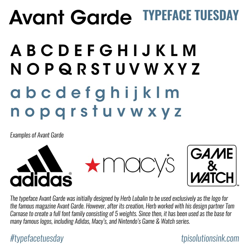 TPI Solutions Ink – Typeface Tuesday – AvantGarde