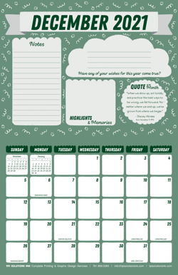 December 2021 Free Calendar Download - Printable