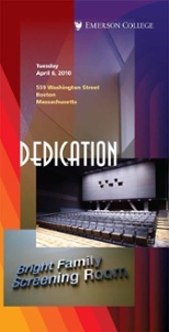 Dedication Program designed by Chuck Dunham for Emerson College - Pinnacle Award Winner