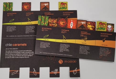 custom printed die cut m cacao chocolate box insert cards at tpi solutions ink
