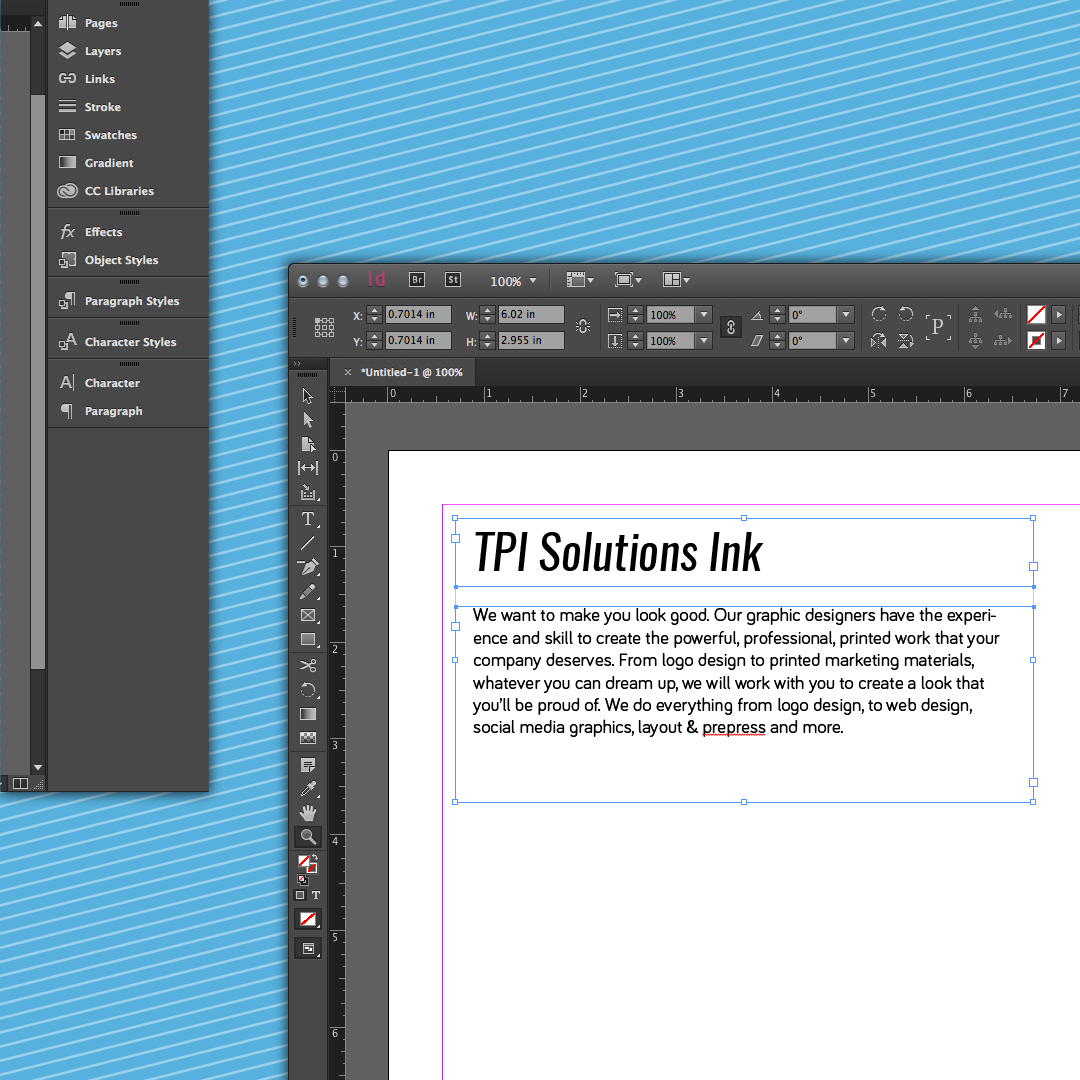 Computer screen displaying adobe design software